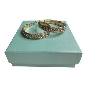 Elegant Gold Tone CZ Hoop Earrings